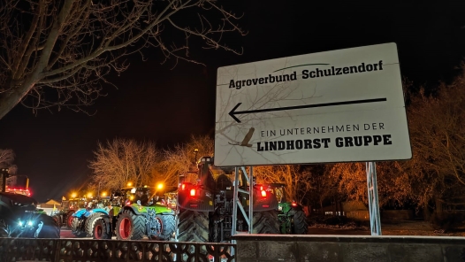Fahrzeuge der Lindhorst Gruppe beim Protest des DBV im Januar 2024